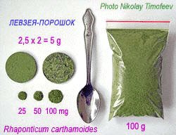 Powdered and tableted drug product from leaves parts Leuzea carthamoides - Левзея-порошок (надземная часть Маралий корень). Источник препарата Экдистен; Photo Nikolay Timofeev (18k)